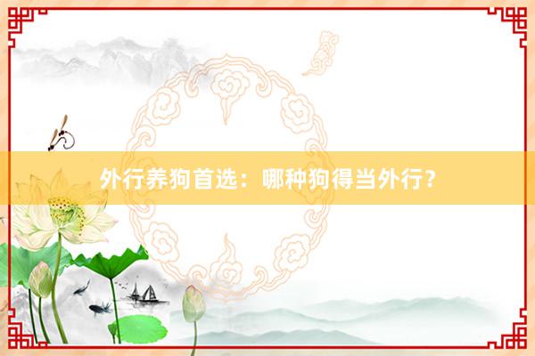 外行养狗首选：哪种狗得当外行？